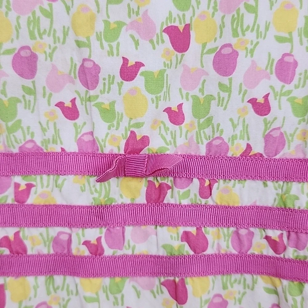 Lilly Pulitzer Tulip Floral Vintage Dress Sz‎ 6X Girls Pink Green Yellow